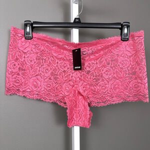 Avenue Panties Plus Size 22/24 Brief Lace Cheeky Panty See Through Pink New NWT